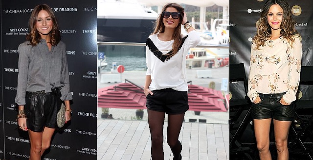 outfit con short de piel
